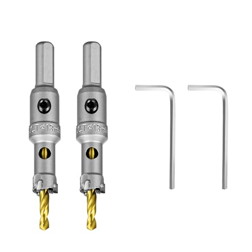 Image of SALI 1 /2 inch (13mm) TCT Hole Saw Kit Tungsten Carbide Tipped Hole Saw Drill Bit with Titanium-Plated Pilot Drill bit for Metal, Stainless Steel, Iron, Wood, Plastic 2pcs