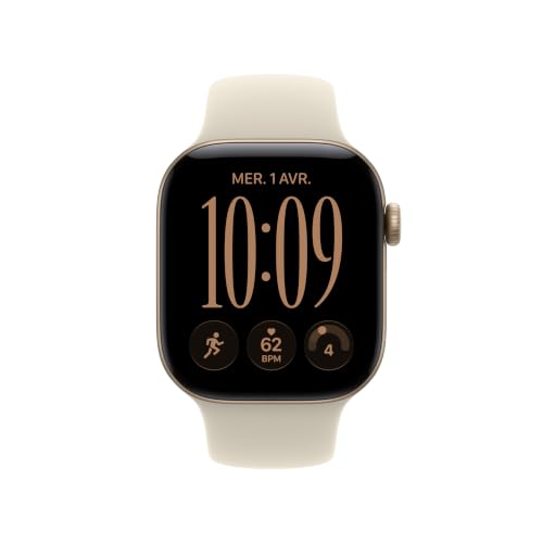 Apple Watch Series 12 GPS + Cellular 42 mm Boîtier en aluminium Or avec Bracelet Sport Sable / - vue 5