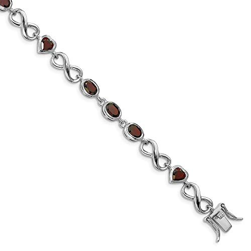 925 Sterling Silver Oval Heart Red Garnet Bracelet 7 Inch Gemstone Love Infinity Fine Jewelry For Women Gifts For Her