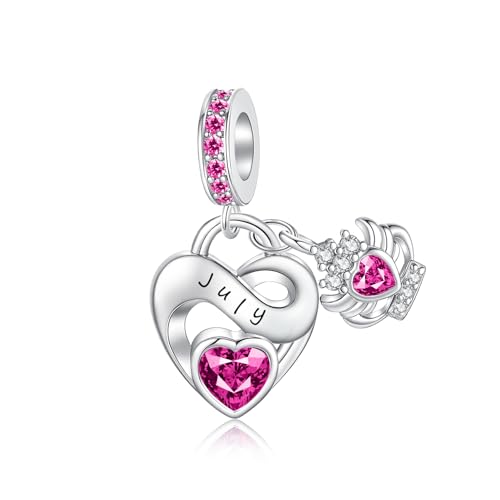 Image of Birthstone Charm 925 Sterling Silver Charms fits Bracelets and Necklace Pendant Bead Happy Birthday Charms Jewelry Present for Women Family Friends
