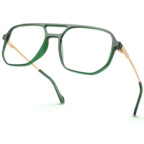 Image of VISOONE TR90 Blue Light Blocking Glasses Women Men Octagon Aviator Anti Eyestrain Lightweight Metal Temple Marion