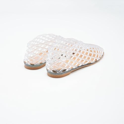Jelly Sandals for Women Clear Woven Flats Beach Slip-on Ballerina Jellies Mesh Shoes4