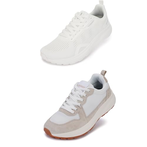 BRONAX Womens Wide Toe Box Shoes White and Beige Size 9.5w