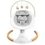 Jool Baby Nova Nature Baby Swing for Newborns with Natural Wood Toys, Electric Motorized Infant Swing, Bluetooth Music, Remote (Gray)
