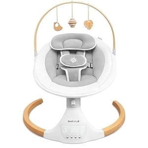 Jool Baby Nova Nature Baby Swing for Newborns with Natural Wood Toys, Electric Motorized Infant Swing, Bluetooth Music, Remote (Grey)