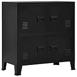 vidaXL Aktenschrank mit 4 Türen Industriell Büroschrank Werkzeugschrank Metallschrank Stahlschrank Lagerschrank Materialschrank Schwarz 75x40x80cm Stahl