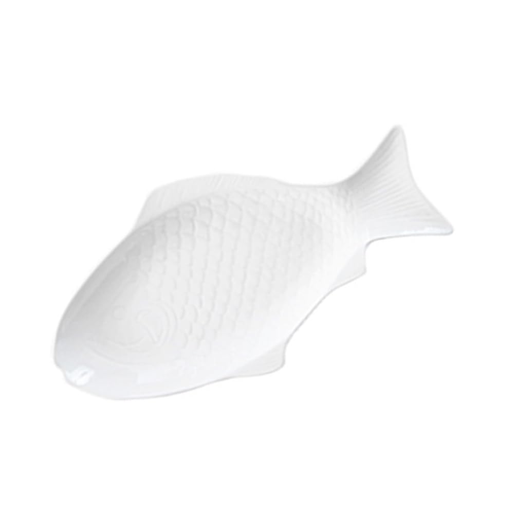 Cabilock Fischteller Keramik Fischplatte Porzellan Servierteller Fischform Lachsplatte Vorlegeplatte Ovale Frühstücksteller Tablett Servierschale Servierplatten für Fisch Snack Meeresfrüchte
