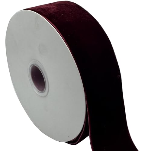 Image of 10 Yards Burgundy Velvet Ribbon Spool(Wine, 1 1 /2 inch)