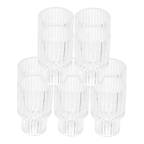 UKCOCO 10 Pezzi Portacandele in Vetro Trasparente Righe Contenitori Bicchiere per Tealight e Votive Decorazione Centrotavola per Matrimoni e Feste Candela per Ambienti Raffinati