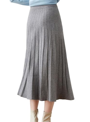 Beralst Women's Pleated Knit Sweater Midi Skirts3