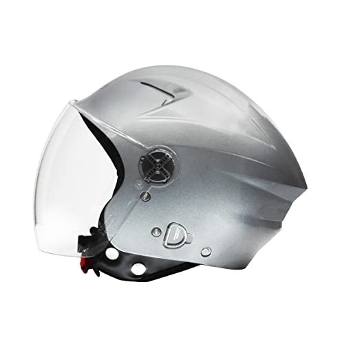Image of STUDDS RAY Super STUDDS RAY ISI Certified Open FACE Helmet for Men and Women with D - Ring Lock (Silver Grey XL)