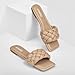 ATHMILE Braided Womens Sandals Square Open Toe Fashion Slide Sandals Women Dressy Summer Flat Beach Nude 2025 Size 7