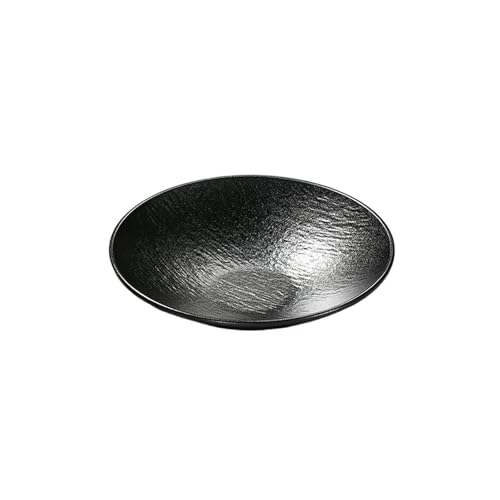 Cuenco redondo profundo de color sólido de negro esmerilado duradero con patrón de piedra