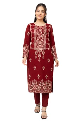 Image of HIFZAA Woollen Winter wear Kurti Palazo Set for Womens Warm Kurta Suit for Ladies Pure Wool M to 4XL