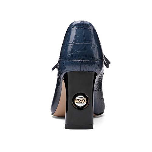 TinaCus Women's Handmade Embossed Genuine Leather Square Toe Exquisite High Heel Lace Up Plus-Size Pump Shoes3