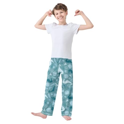 Boys' Pants Sea Seahorses Seashells Green Blue Long Bottoms Jogger Pants Elastic Waist Trousers with Pockets S-XL2