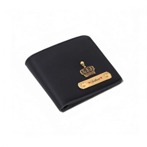 Image of Men Leather Personalized Name & Charm Imported Wallet | Gifts Husband Boyfriend Employees Clients Colleagues Friend (Black)