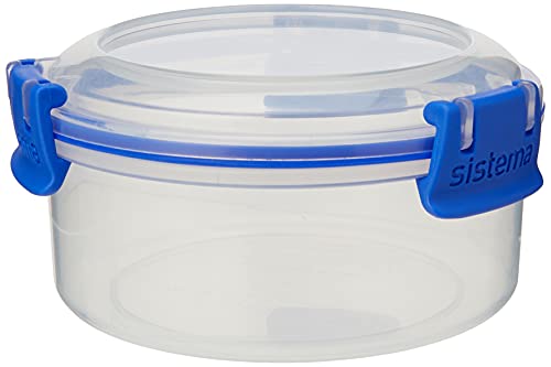 Sistema KLIP IT Utility Collection Round Food Storage Container, 10.0 oz./0.3 L, Clear/Blue