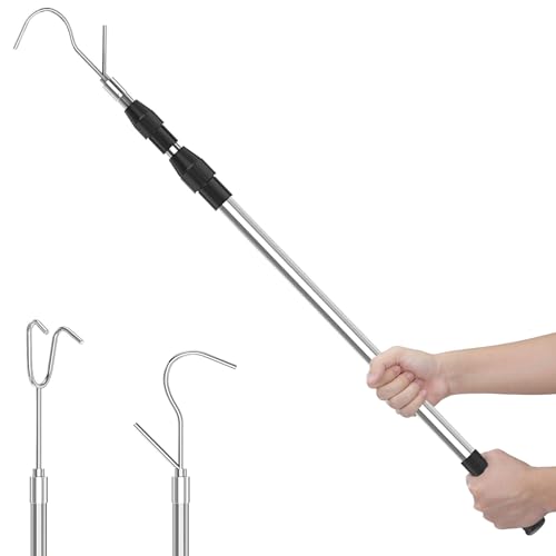 MoKo Truck Cargo Grabber with 2 Hooks, 5.5FT Stretchable Cargo Retriever for Truck Bed, Stainless Steel Cargo Retriever Hook Heavy Duty Truck Accessories