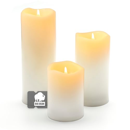 BigDean 3 Stück Led Kerzen mit Timerfunktion – Kerzen in Echtwachs-Optik...