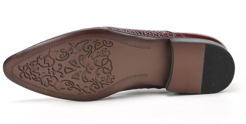 Santimon Men's Genuine Leather Oxfords Formal Dress Shoes - Pointed Toe Lace-Up Derby Shoes with Crocodile Embossed Design for Business Casual & Prom Wedding3