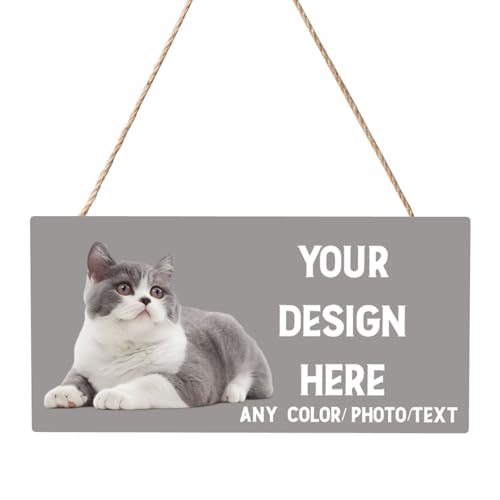 Letrero de madera personalizable para colgar, placa rectangular personalizable para decoración del hogar, casa y negocio, tablero de MDF con cuerda, ideal para paredes/puertas/tiendas, texto/foto