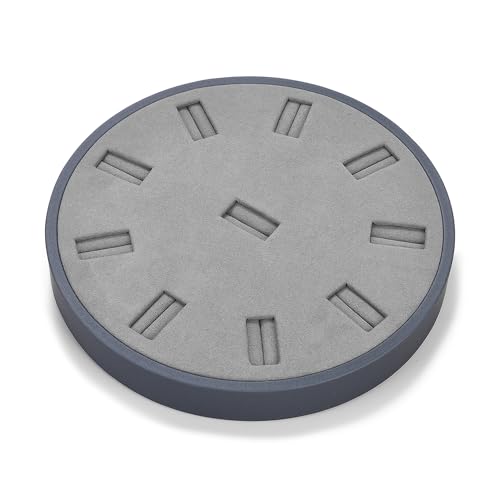 10Slots Ring Tray Round Holder Display PU Leather Earring Organizer Jewelry Display Tray Microfiber Interior Jewelry Organizer Tray(Blue)