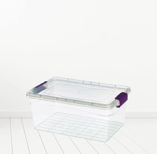 Set of 2 Plastic Storage Box Container Home Office Lockable Lid Stackable Box (5L)