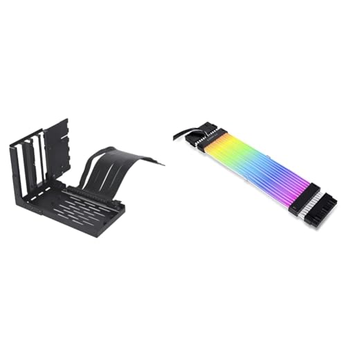Image of Lian Li Universal 4- Slots Vertical GPU kit (with Gen 4 Riser) Black & Strimer Plus V2 24 Pin (PW24-PV2) -Addressable RGB Power Extension Cable (Strimer L-Connect 3.0 Control