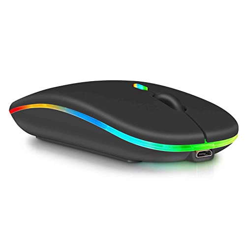 UrbanX 2.4GHz & Bluetooth Mouse, Rechargeable Wireless Mouse for Huawei nova 9 Bluetooth Wireless Mouse for Laptop/PC/Mac/Computer/Tablet/Android RGB LED Onyx Black