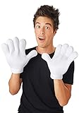 Cartoon White Oversized Foam-Backed Hands Costume - Gloves with Rolled Cuffs for Adults