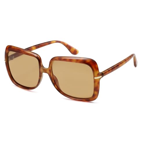 VANLINKER Polarized Oversized Big Trendy Square 70s Sunglasses for Women Retro Vintage Shades VL98362