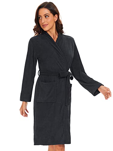 Image of Vislivin Womens Lightweight Bathrobe Soft Kimono Robes Terry Cloth Bathrobe Knee Length Bath Gown