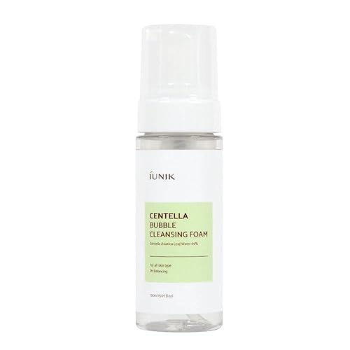 IUNIK Centella Bubble Foaming Vegan Facial Cleanser - 69% extracto de centella asiática, calmante, hidratante, exfoliante, elimina puntos negros de