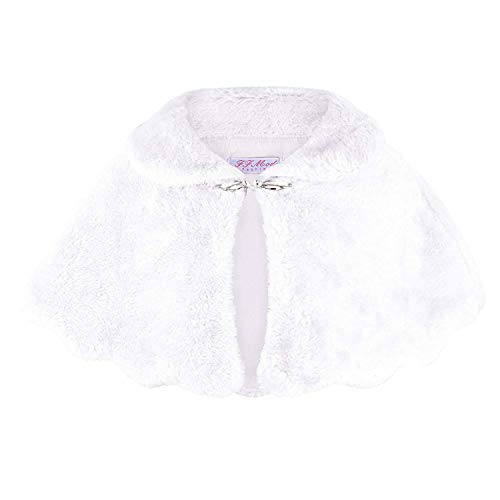 Preisvergleich Produktbild RageIT Mädchen Kunstpelz Schulter Umhang Brautjungfer Pelerine Bolero Umhängetuch Schulterjacke - Weiß, 146-152