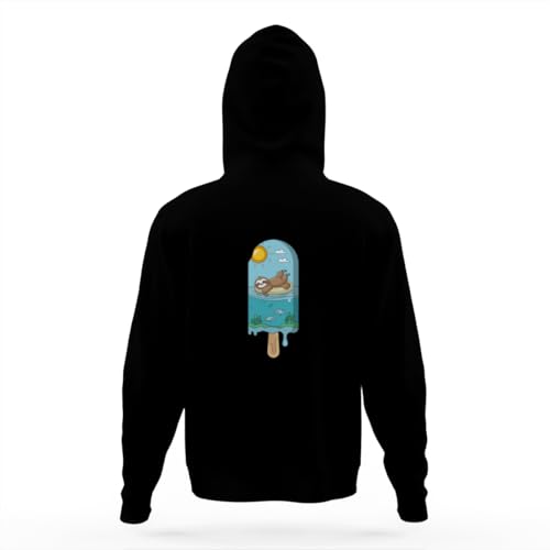 Vintage Funny Sloth In Melting Popsicle Beach Vacation Hoodies for Teen Girls Boys Lightweight Kangaroo Pocket Sweatshirt4