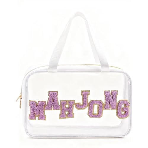Bolsa de mahjong vacía con cremallera transparente portátil