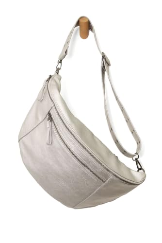 Image of Joy Susan Womens Vegan Leather Mel Large Sling Crossbody Bag - Metallic Silver