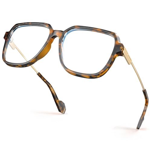 Image of VISOONE Oversized Blue Light Blocking Glasses with Chic Square TR90 Frame and Metal Temple for Women Men Ryan