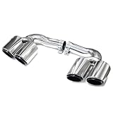 Car Exhaust Tip for Porsche Cayenne 2018 2019 2020 2021 2022 2023 2024,Dual Tail Pipe Muffler Tip Bending Muffler Exhaust Tail Throat Pipe Car Modification Accessory,Silver-normal