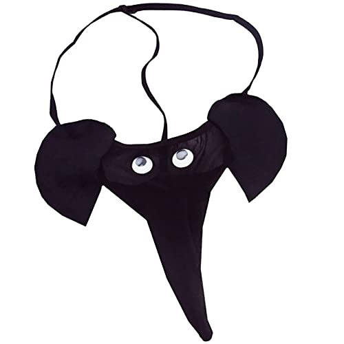 BUZZxSELECTION(バズ セレクション) メンズ Tバック インナー ゾウさん アニマル ヒョウ柄 ユニーク 下着 パンツ MP004 (03ブラック)のサムネイル