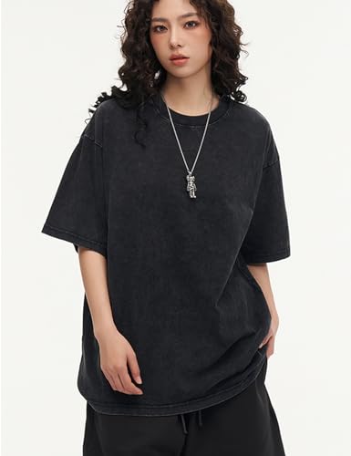 Image of Arssm Men Oversized T Shirts Vintage Tee Loose Fit Short Sleeve Casual Streetwear Baggy Washed Unisex Tops