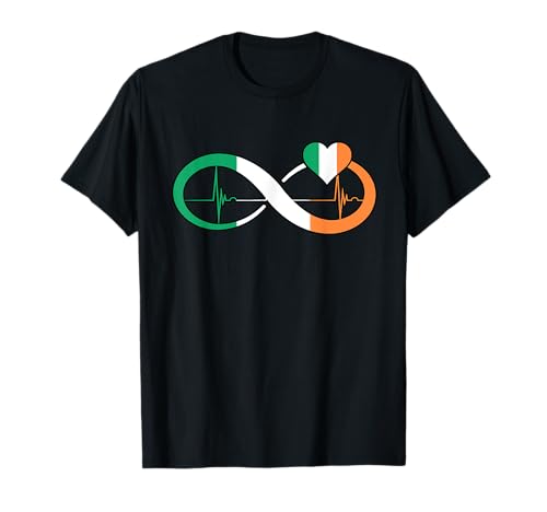 Bandera de Irlanda Heartbeat Infinity Irish Pride Irish Roots Camiseta