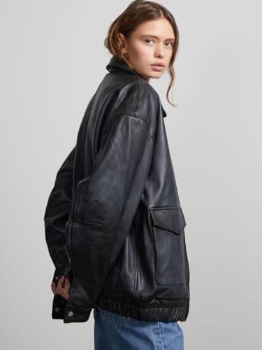 Tanis Leather Bomber-Black Cowhide Leather Jacket Oversize Fit, Jacket for Men & Women3