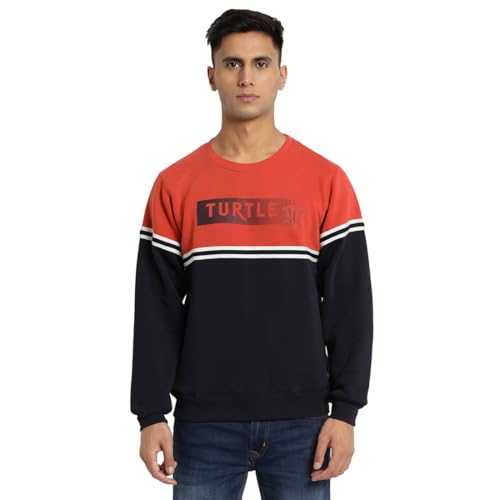Sweat-shirt ajusté en coton mélangé bleu Turtle, élégance homme