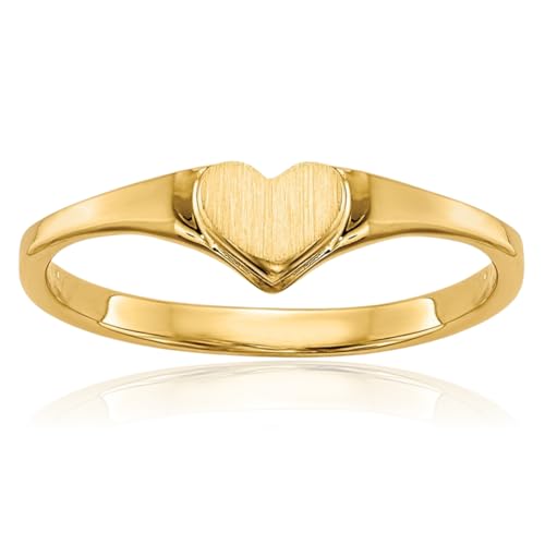 IceCarats 14K Solid Yellow Gold Heart Ring Love Band