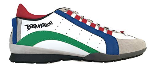 dsquared Herrenschuhe Sneakers 551 Leder Special SNM0434 11570001 M1373 Weiß, - Bianco Verde Rosso - Größe: 43.5 EU