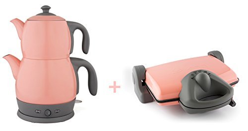 Preisvergleich Produktbild King Frühstück Set Grillmax Kompaktgrill + Lea Teemaschine Rosa