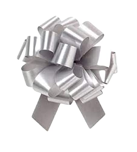 Feronia Packaging 2 Pieces Pull Bow For Gift Wrapping Gift Bows Pull Bow With Ribbon For Wedding Gift Baskets, 5.5 Inch 20 Loop (Silver) #TOP3