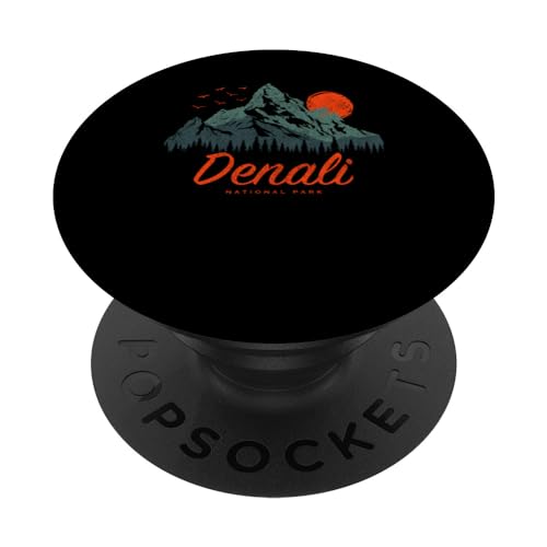 Retro Denali National Park US Vintage Denali PopSockets Swappable PopGrip, Black